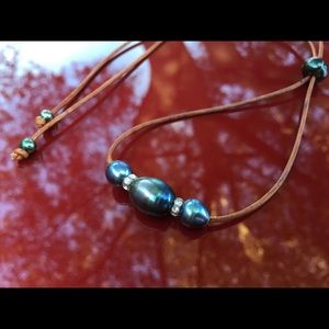 Freshwater Pearl/Leather Necklaces